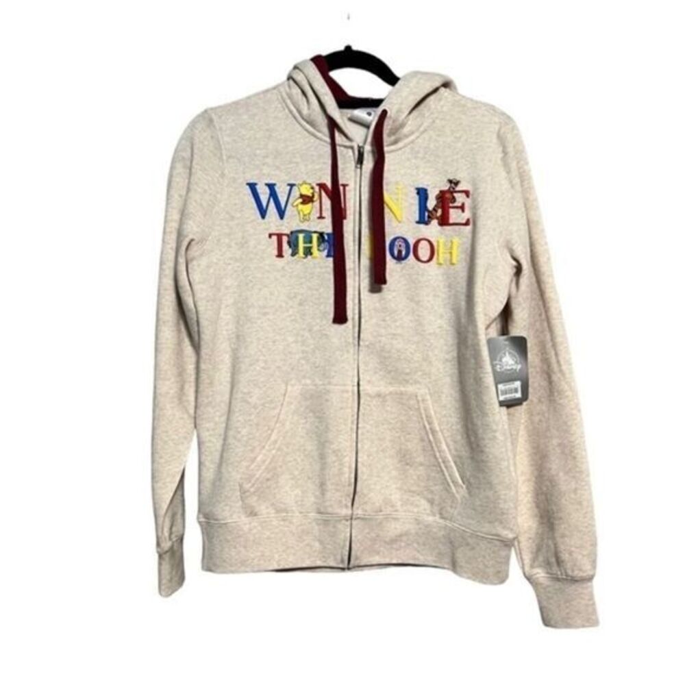 Disney Winnie the Pooh women's zip up hoodie‎ sweater beige/cream size small